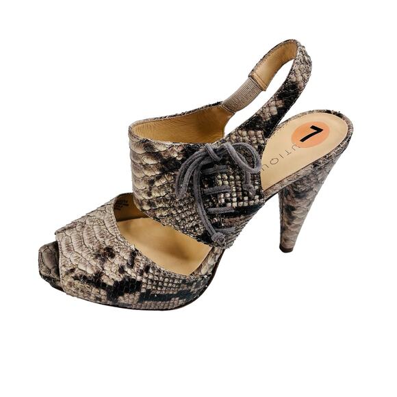 Boutique 9 Snakeskin Leather Sandal Heels Size 7 - Picture 1 of 15